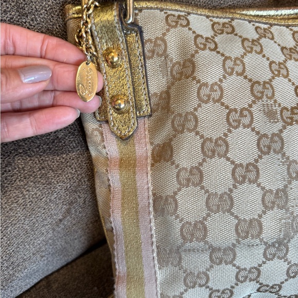 Gucci GG Canvas Metallic Gold Crossbody Bag - Picture 14 of 16